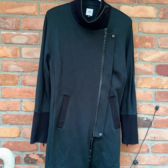Cabi Renaissance Jacket Zipper Faux Leather Detail Emerald Green Womens Small - Picture 2 of 9